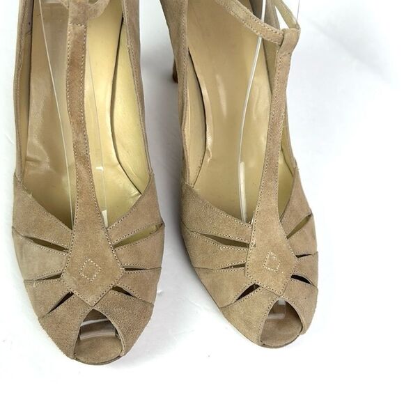 Silvia Vera Beige Suede T-Strap Heels made in Spain EUR 41 US 9,5 - Picture 4 of 13